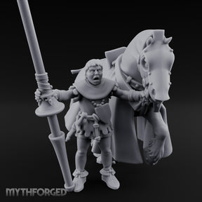 Lance Gripping Horse Steadying Human Squire with Horse Miniature for Dungeons and Dragons, Pathfinder or other TTRPGs