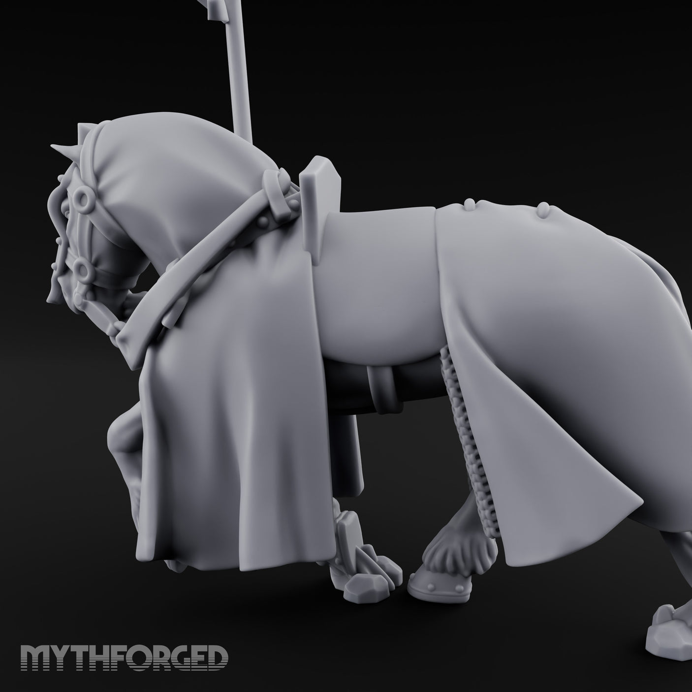 Lance Gripping Horse Steadying Human Squire with Horse Miniature for Dungeons and Dragons, Pathfinder or other TTRPGs