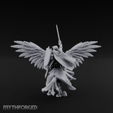 Lance Raised Chalice Bearing Human Knight on Pegasus Miniature for Dungeons and Dragons, Pathfinder or other TTRPGs