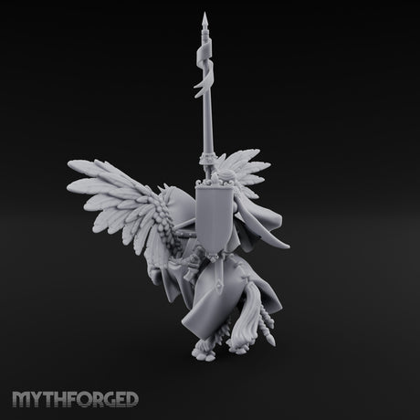 Lance Raised Chalice Bearing Human Knight on Pegasus Miniature for Dungeons and Dragons, Pathfinder or other TTRPGs