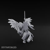 Lance Raised Chalice Bearing Human Knight on Pegasus Miniature for Dungeons and Dragons, Pathfinder or other TTRPGs