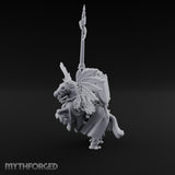 Lance Raised Chalice Bearing Human Knight on Pegasus Miniature for Dungeons and Dragons, Pathfinder or other TTRPGs