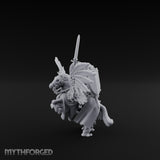Lance Raised Chalice Bearing Human Knight on Pegasus Miniature for Dungeons and Dragons, Pathfinder or other TTRPGs