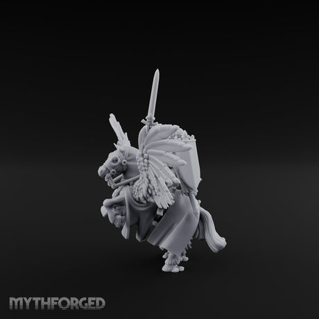 Lance Raised Chalice Bearing Human Knight on Pegasus Miniature for Dungeons and Dragons, Pathfinder or other TTRPGs