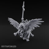 Lance Raised Chalice Bearing Human Knight on Pegasus Miniature for Dungeons and Dragons, Pathfinder or other TTRPGs