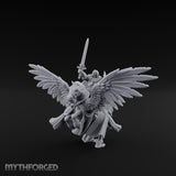 Lance Raised Chalice Bearing Human Knight on Pegasus Miniature for Dungeons and Dragons, Pathfinder or other TTRPGs