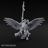 Lance Raised Chalice Bearing Human Knight on Pegasus Miniature for Dungeons and Dragons, Pathfinder or other TTRPGs