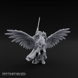 Lance Raised Chalice Bearing Human Knight on Pegasus Miniature for Dungeons and Dragons, Pathfinder or other TTRPGs