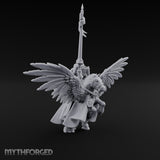 Lance Raised Chalice Bearing Human Knight on Pegasus Miniature for Dungeons and Dragons, Pathfinder or other TTRPGs
