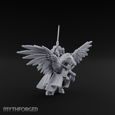 Lance Raised Chalice Bearing Human Knight on Pegasus Miniature for Dungeons and Dragons, Pathfinder or other TTRPGs