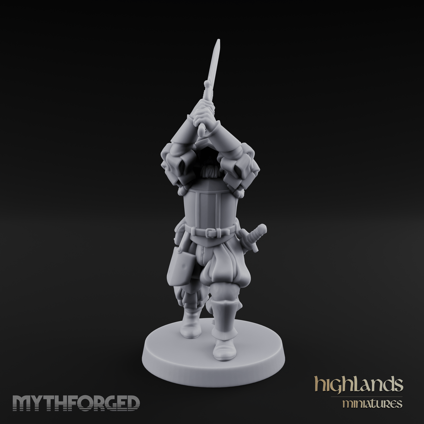 Sword Held High Human Landsknecht Miniature for Dungeons and Dragons, Pathfinder or other TTRPGs