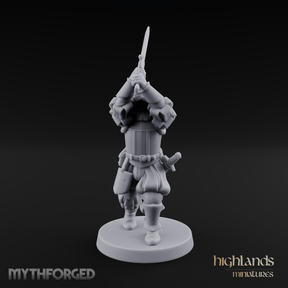 Sword Held High Human Landsknecht Miniature for Dungeons and Dragons, Pathfinder or other TTRPGs