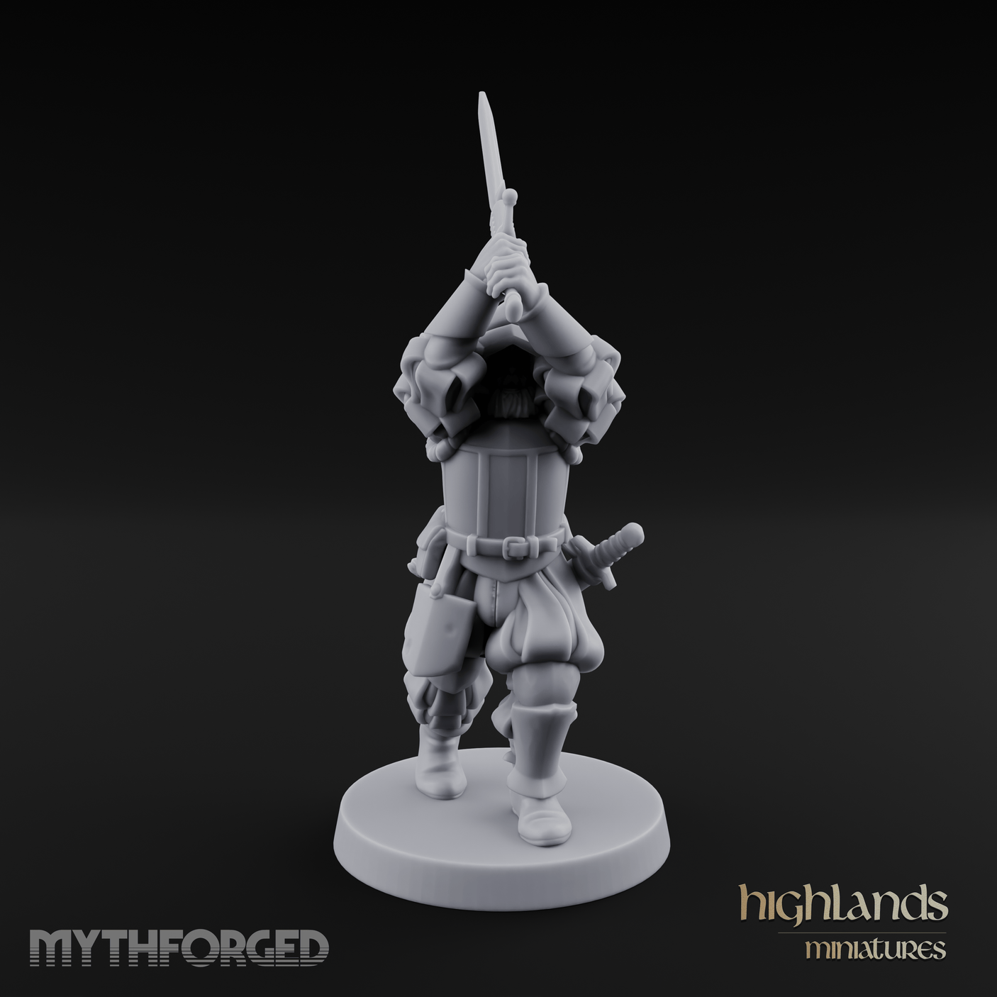 Sword Held High Human Landsknecht Miniature for Dungeons and Dragons, Pathfinder or other TTRPGs