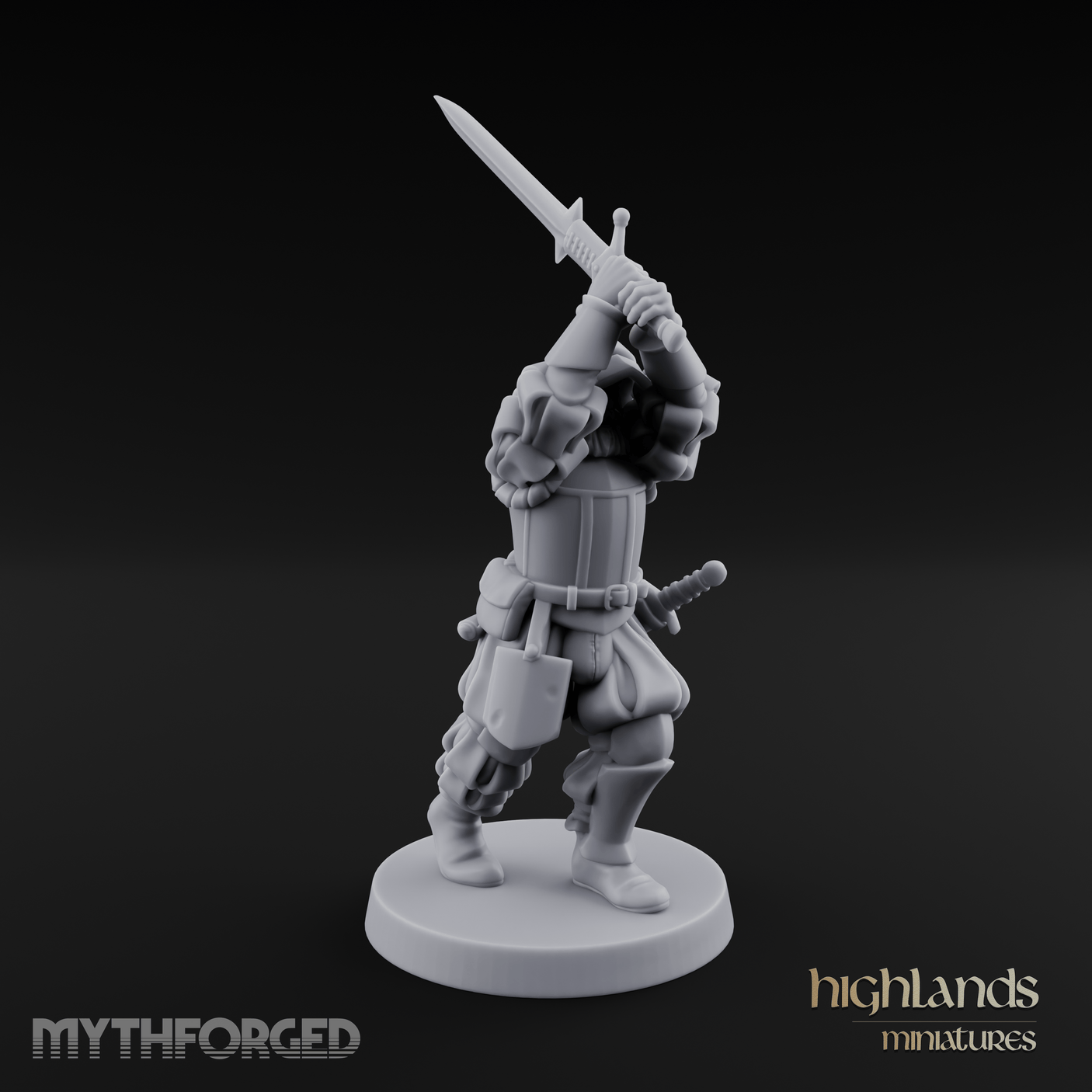 Sword Held High Human Landsknecht Miniature for Dungeons and Dragons, Pathfinder or other TTRPGs