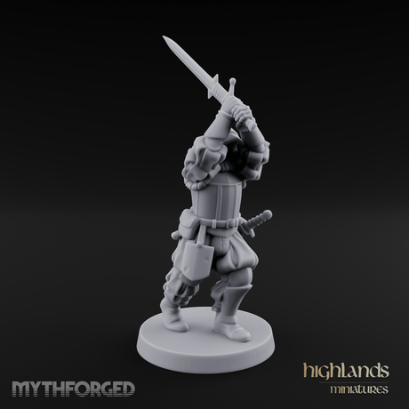 Sword Held High Human Landsknecht Miniature for Dungeons and Dragons, Pathfinder or other TTRPGs