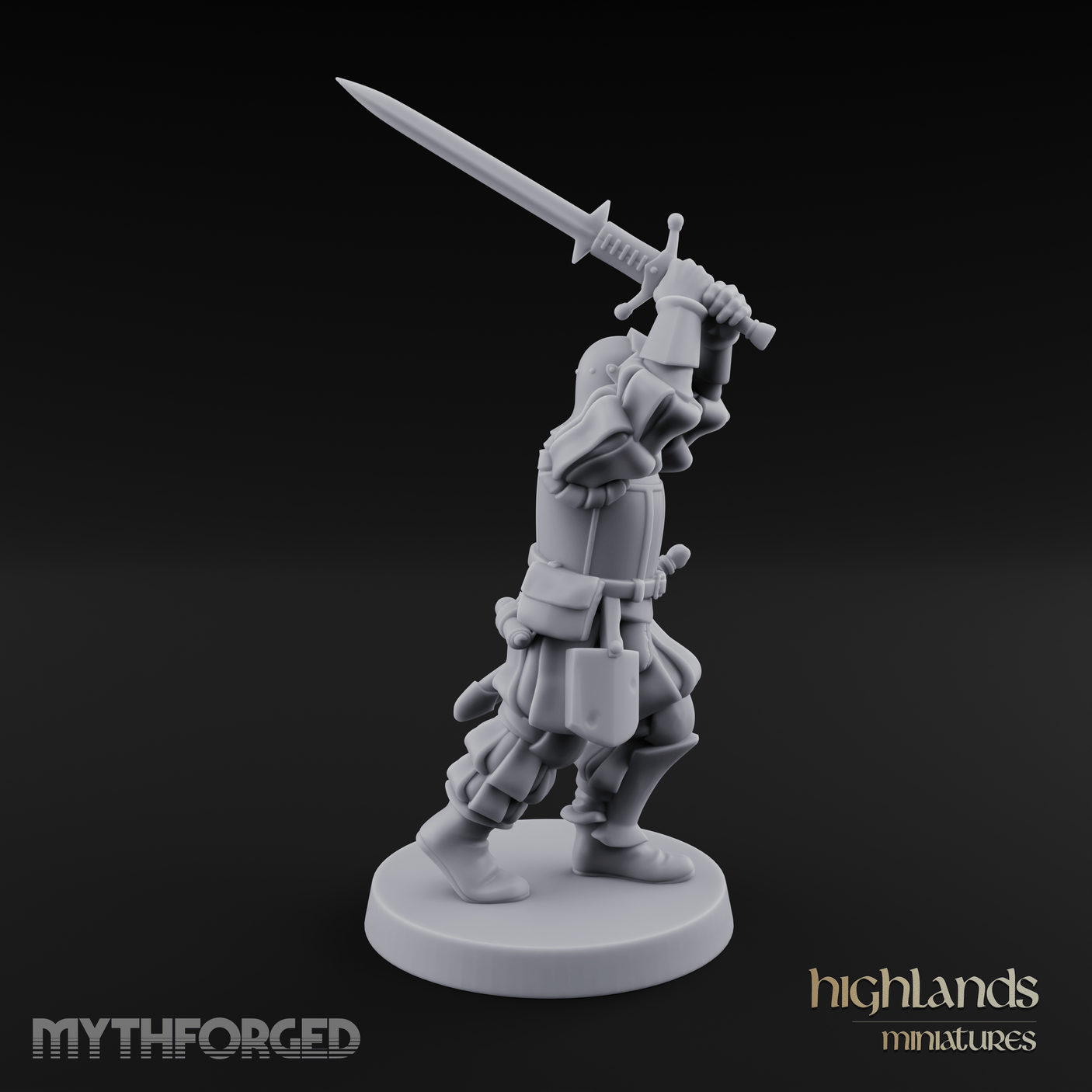 Sword Held High Human Landsknecht Miniature for Dungeons and Dragons, Pathfinder or other TTRPGs