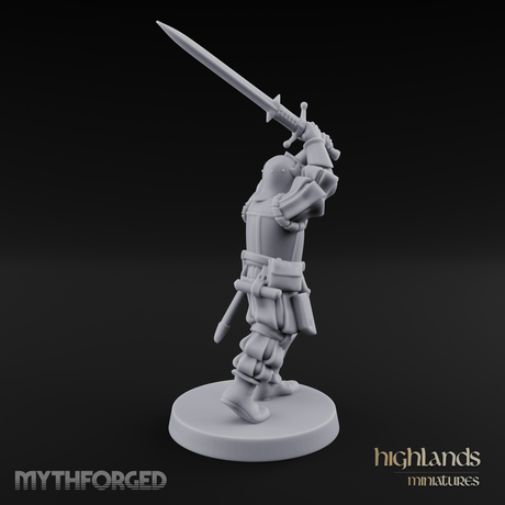 Sword Held High Human Landsknecht Miniature for Dungeons and Dragons, Pathfinder or other TTRPGs