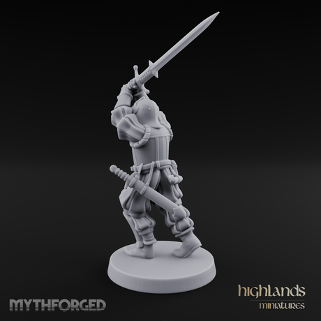 Sword Held High Human Landsknecht Miniature for Dungeons and Dragons, Pathfinder or other TTRPGs