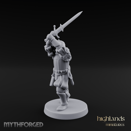 Sword Held High Human Landsknecht Miniature for Dungeons and Dragons, Pathfinder or other TTRPGs