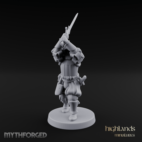 Sword Held High Human Landsknecht Miniature for Dungeons and Dragons, Pathfinder or other TTRPGs