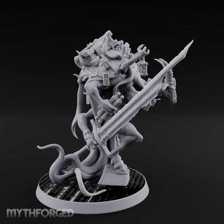 Lantern And Blade Clutching Demon Scripture Guardian Miniature for Dungeons and Dragons, Pathfinder or other TTRPGs
