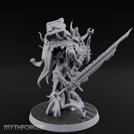 Lantern And Blade Clutching Demon Scripture Guardian Miniature for Dungeons and Dragons, Pathfinder or other TTRPGs