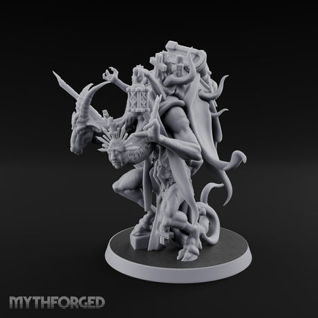 Lantern And Blade Clutching Demon Scripture Guardian Miniature for Dungeons and Dragons, Pathfinder or other TTRPGs