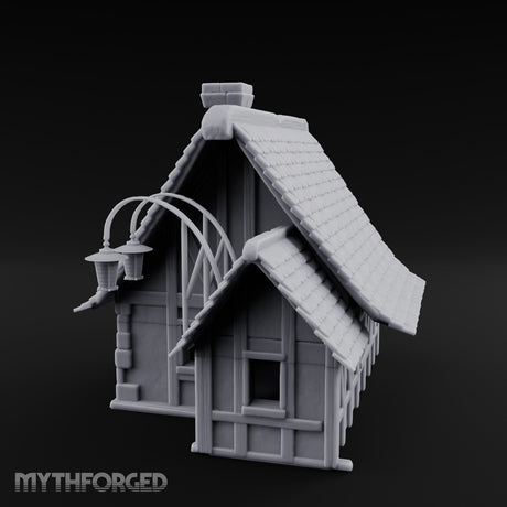 Lantern-Arched Timber-Framed Half-Timbered Townhouse Miniature for Dungeons and Dragons, Pathfinder or other TTRPGs