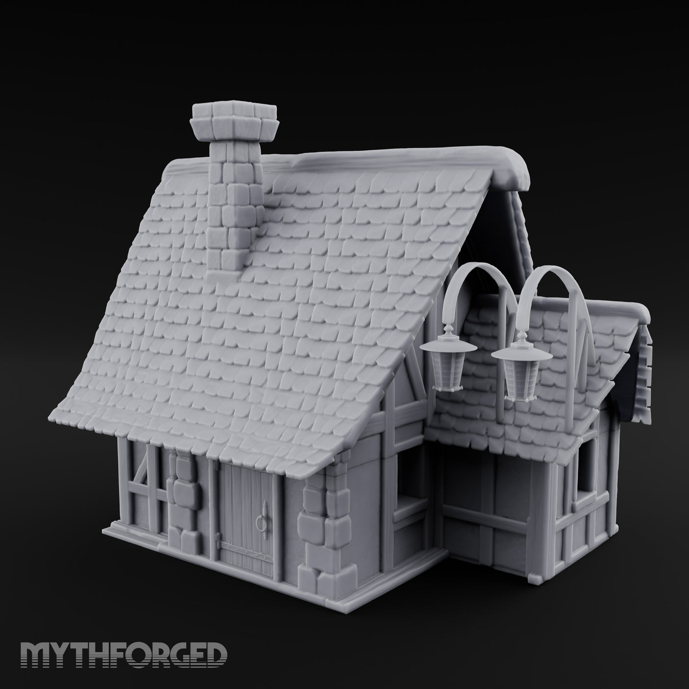 Lantern-Arched Timber-Framed Half-Timbered Townhouse Miniature for Dungeons and Dragons, Pathfinder or other TTRPGs