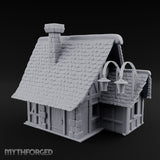 Lantern-Arched Timber-Framed Half-Timbered Townhouse Miniature for Dungeons and Dragons, Pathfinder or other TTRPGs