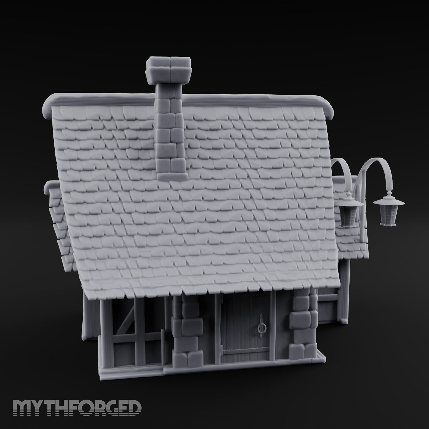 Lantern-Arched Timber-Framed Half-Timbered Townhouse Miniature for Dungeons and Dragons, Pathfinder or other TTRPGs