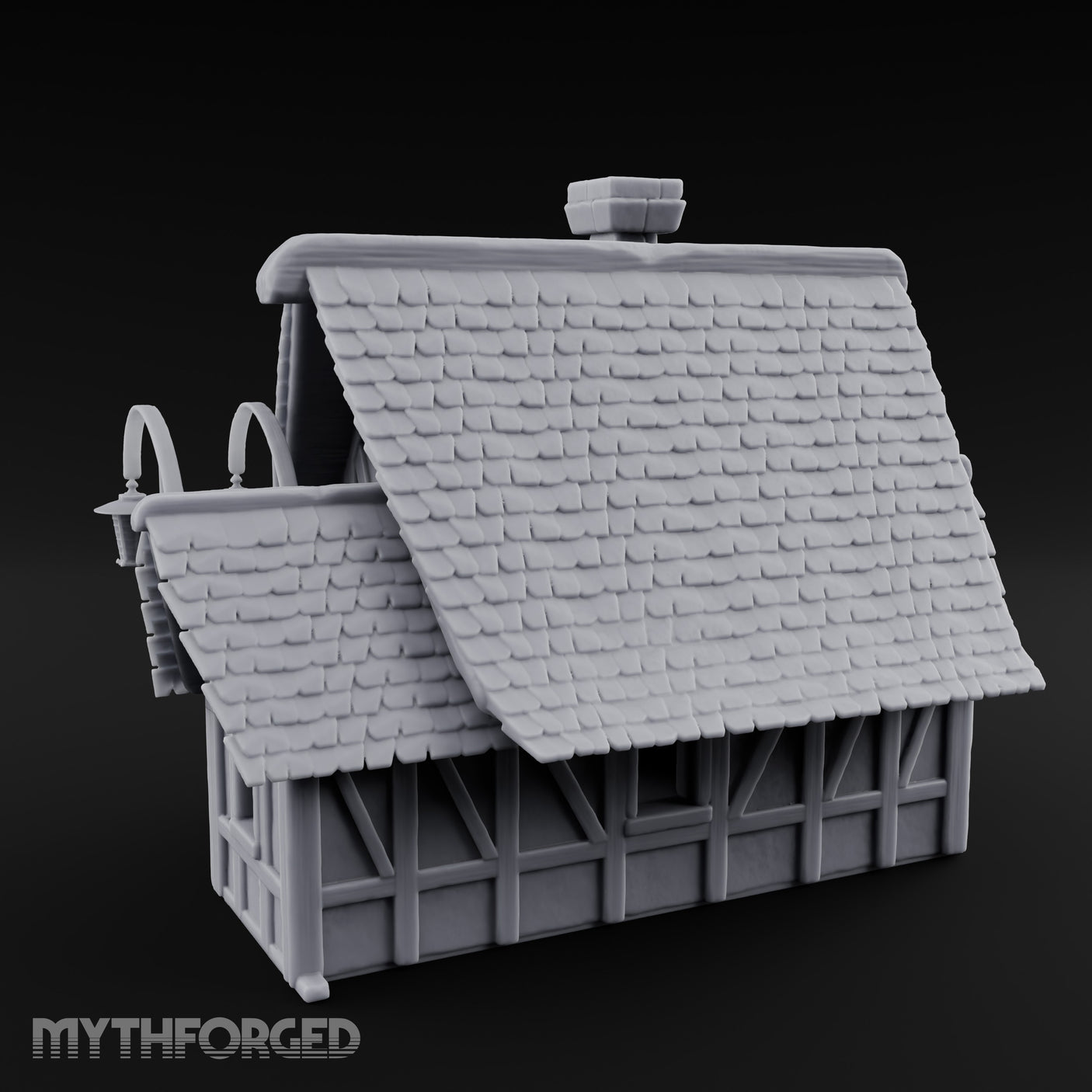 Lantern-Arched Timber-Framed Half-Timbered Townhouse Miniature for Dungeons and Dragons, Pathfinder or other TTRPGs