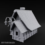 Lantern-Arched Timber-Framed Half-Timbered Townhouse Miniature for Dungeons and Dragons, Pathfinder or other TTRPGs