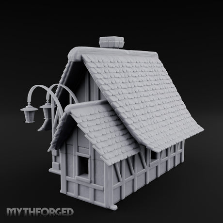 Lantern-Arched Timber-Framed Half-Timbered Townhouse Miniature for Dungeons and Dragons, Pathfinder or other TTRPGs