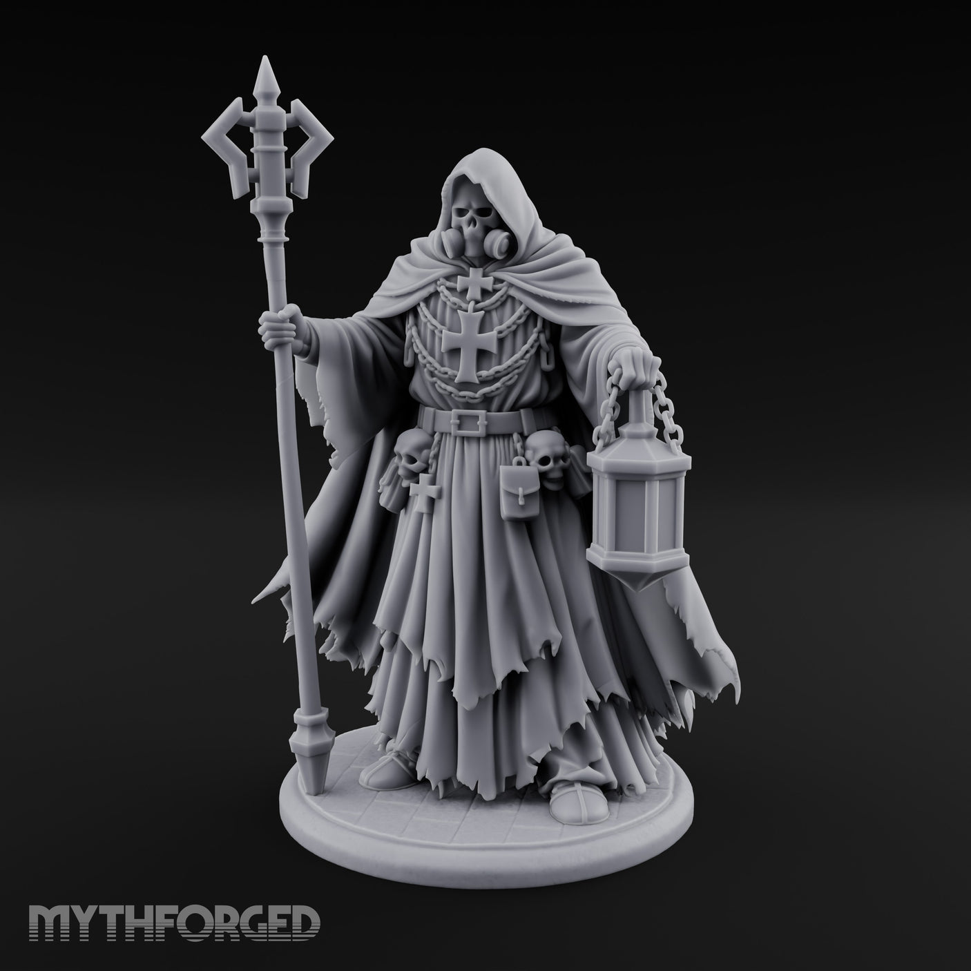 Lantern Bearing Skeleton Mask Priest Miniature for Dungeons and Dragons, Pathfinder or other TTRPGs