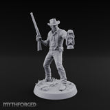 Lantern Carrying Human Gunslinger Miniature for Dungeons and Dragons, Pathfinder or other TTRPGs