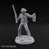 Lantern Carrying Human Gunslinger Miniature for Dungeons and Dragons, Pathfinder or other TTRPGs