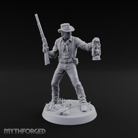 Lantern Carrying Human Gunslinger Miniature for Dungeons and Dragons, Pathfinder or other TTRPGs