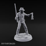 Lantern Carrying Human Gunslinger Miniature for Dungeons and Dragons, Pathfinder or other TTRPGs