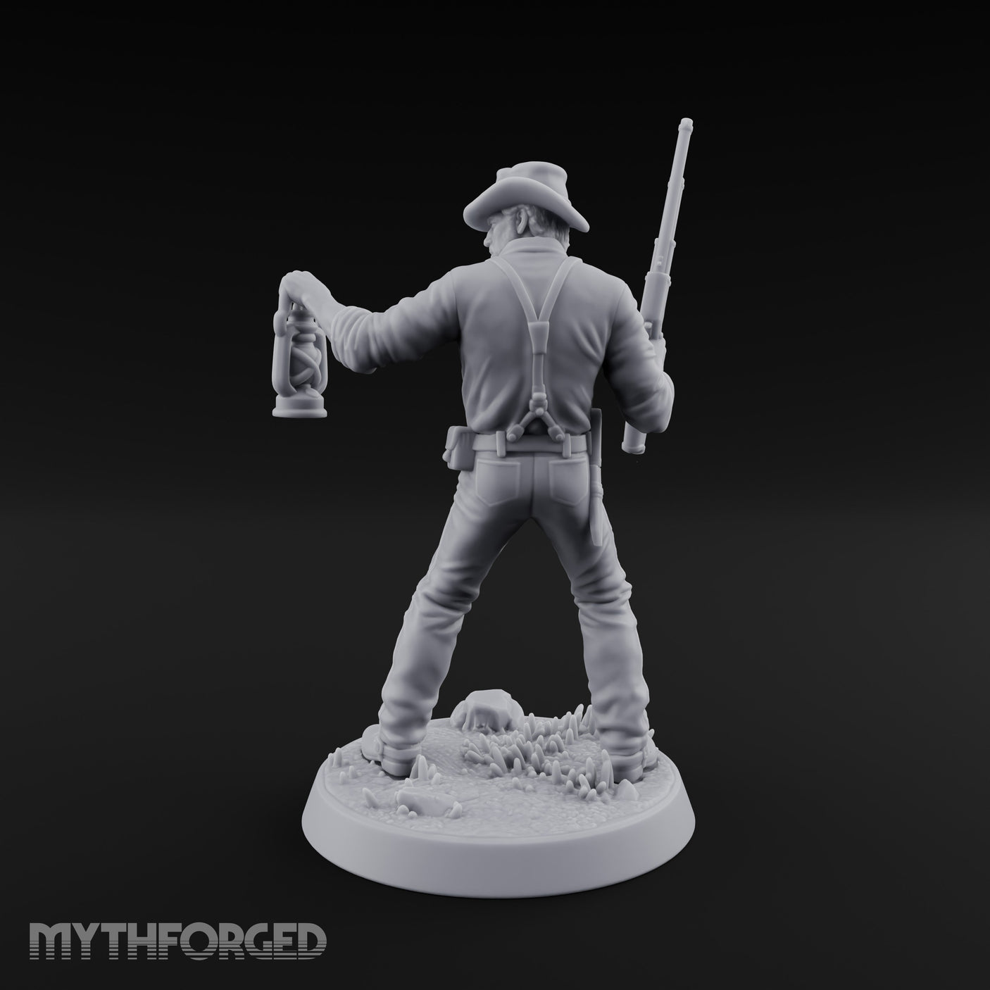 Lantern Carrying Human Gunslinger Miniature for Dungeons and Dragons, Pathfinder or other TTRPGs