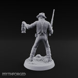 Lantern Carrying Human Gunslinger Miniature for Dungeons and Dragons, Pathfinder or other TTRPGs
