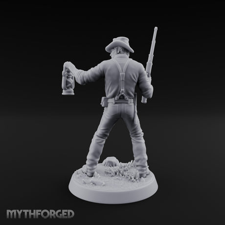 Lantern Carrying Human Gunslinger Miniature for Dungeons and Dragons, Pathfinder or other TTRPGs