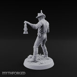 Lantern Carrying Human Gunslinger Miniature for Dungeons and Dragons, Pathfinder or other TTRPGs
