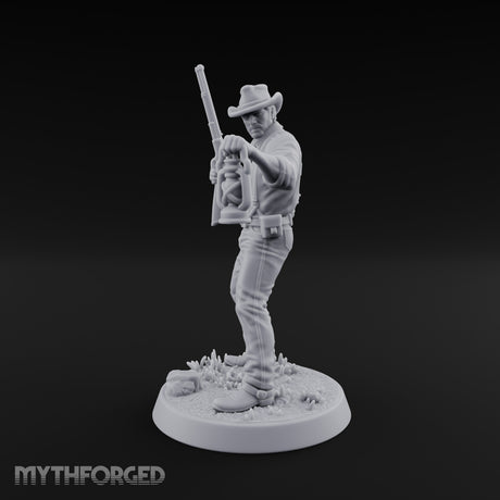 Lantern Carrying Human Gunslinger Miniature for Dungeons and Dragons, Pathfinder or other TTRPGs