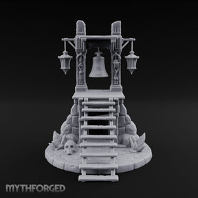 Lantern-Flanked Skull-Strewn Hillside Bell Stand Miniature for Dungeons and Dragons, Pathfinder or other TTRPGs