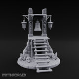 Lantern-Flanked Skull-Strewn Hillside Bell Stand Miniature for Dungeons and Dragons, Pathfinder or other TTRPGs