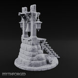 Lantern-Flanked Skull-Strewn Hillside Bell Stand Miniature for Dungeons and Dragons, Pathfinder or other TTRPGs