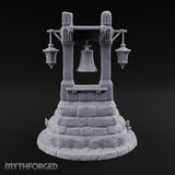 Lantern-Flanked Skull-Strewn Hillside Bell Stand Miniature for Dungeons and Dragons, Pathfinder or other TTRPGs
