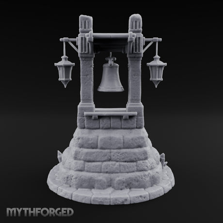 Lantern-Flanked Skull-Strewn Hillside Bell Stand Miniature for Dungeons and Dragons, Pathfinder or other TTRPGs
