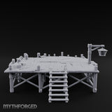 Lantern-Hung Ladder-Accessed Raised Dockside Platform Miniature for Dungeons and Dragons, Pathfinder or other TTRPGs
